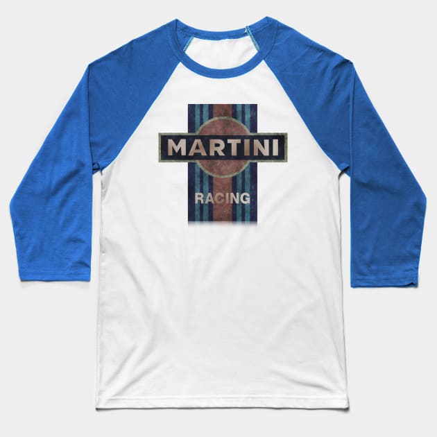 Distressed Martini Racing Design Baseball T-Shirt by CreativePhil